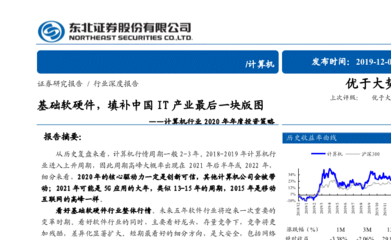 基礎軟硬件 填補中國IT產業最后一塊版圖——東北證券2020年計算機行業年度投資策略