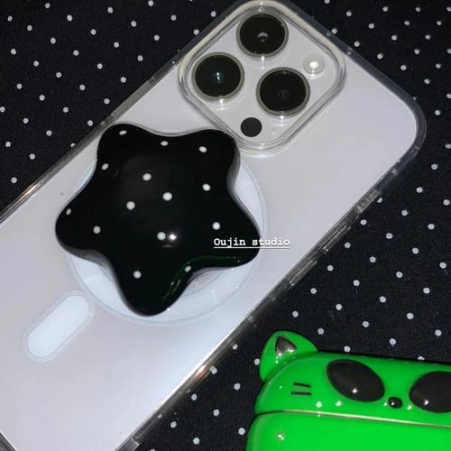 韓系小眾趣味星星波點磁吸手機(jī)支架五角星造型手機(jī)座懶人支架diy